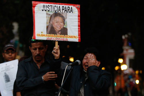 Manifestación en la calles de Puebla para exigir un alto a la ola de feminicidios en el estado en lo que va del año. Foto: Hilda Ríos / Cuartoscuro.